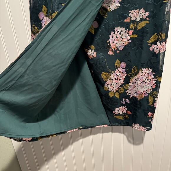 Lulus My Favorite Flower Emerald Spring Floral Midi Skirt Cottage Size Large - Picture 4 of 7